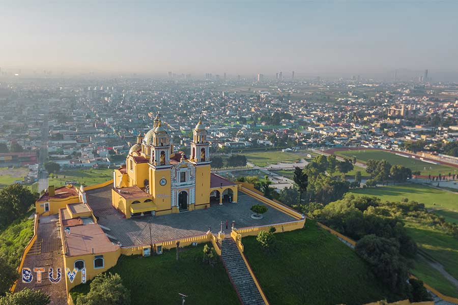 Great Pyramid of Cholula and the Sanctuary of Our Lady of Remedies near Puebla, Mexico